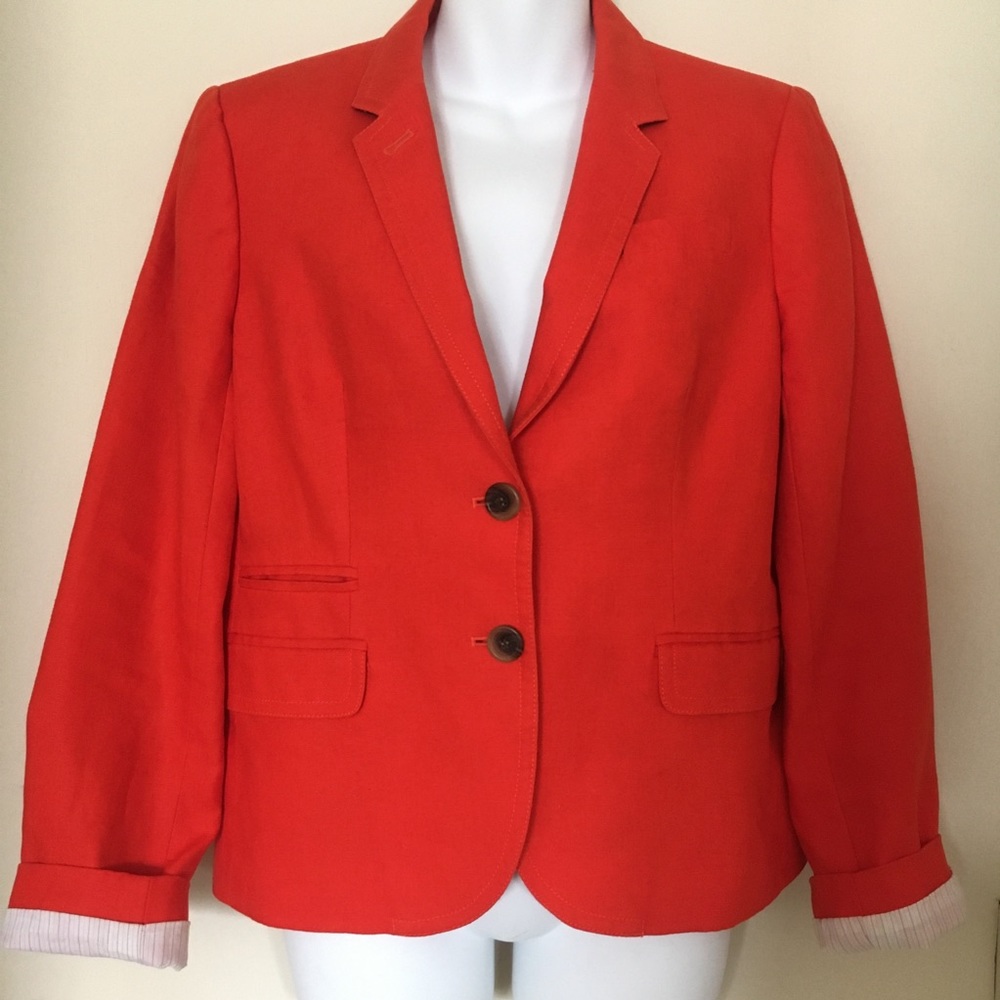 Red Orange Linen Blazer
